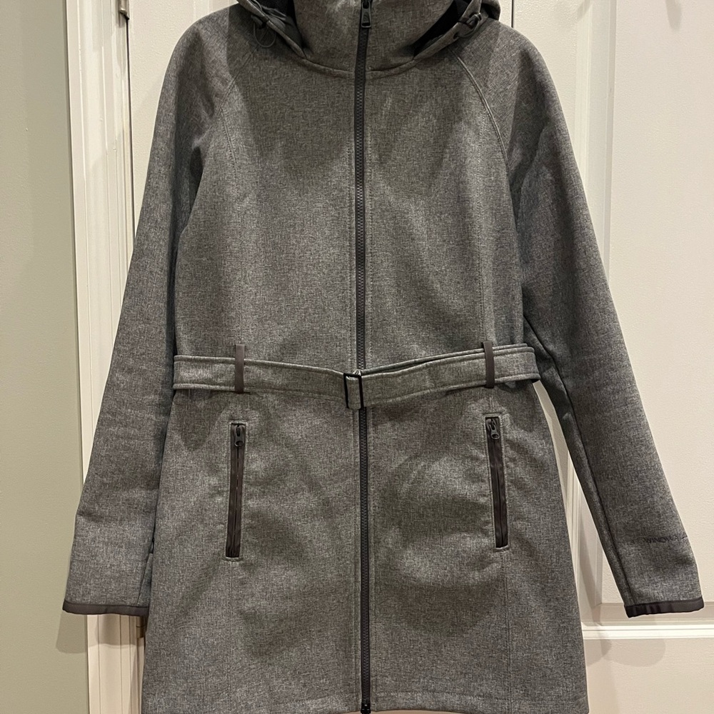 The North Face Women’s WindWall Belted Hooded Coat Gray Medium Like New